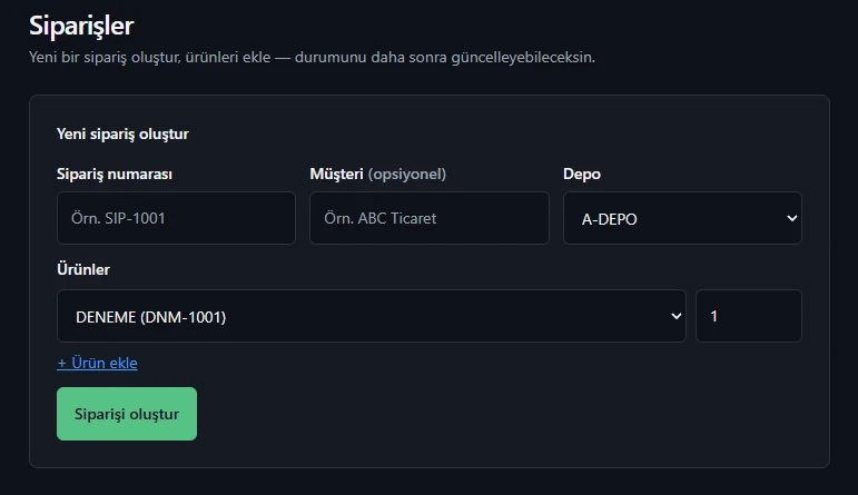 Siparişler